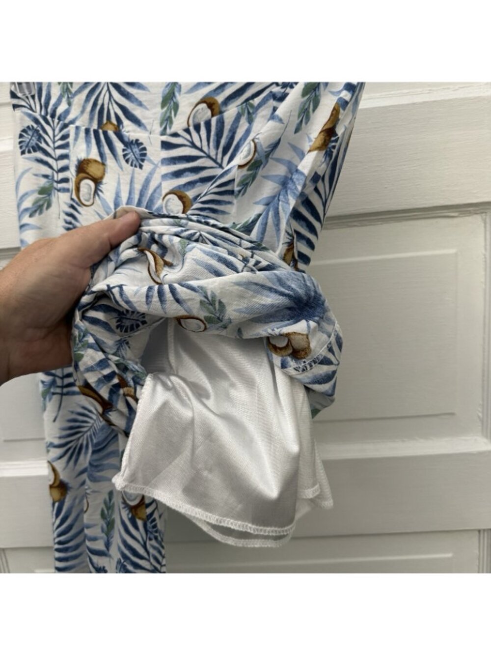 Womens XS Tropical Coconut Palm Print Cropped Pants Lined Resort Beach - Picture 5 of 13